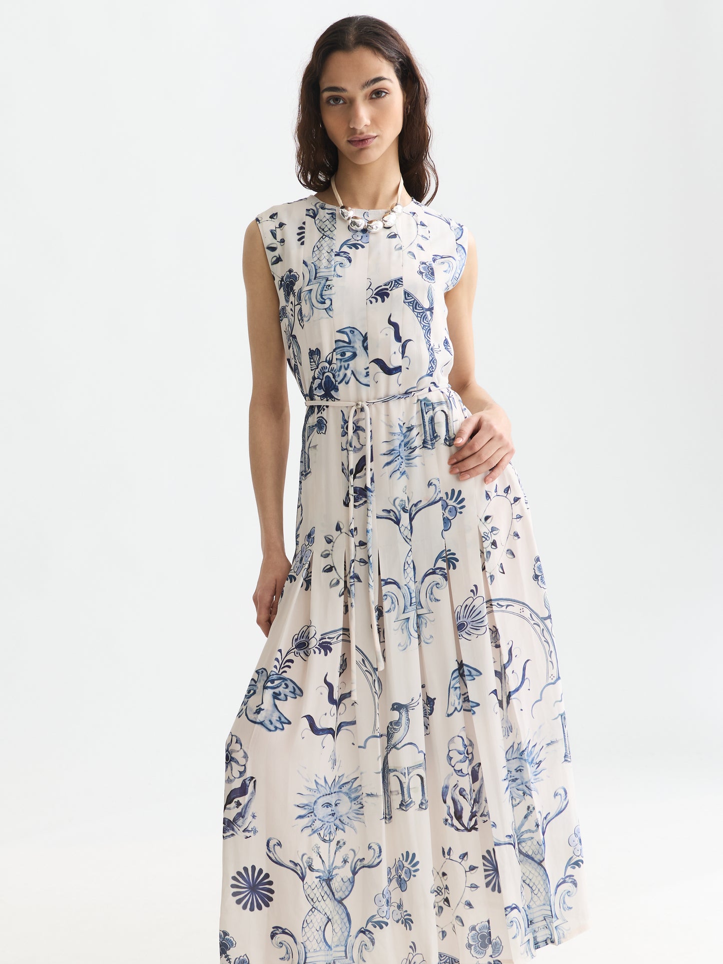 Lavender שמלת מידי לנשים Printed Pleated SCOTCH & SODA