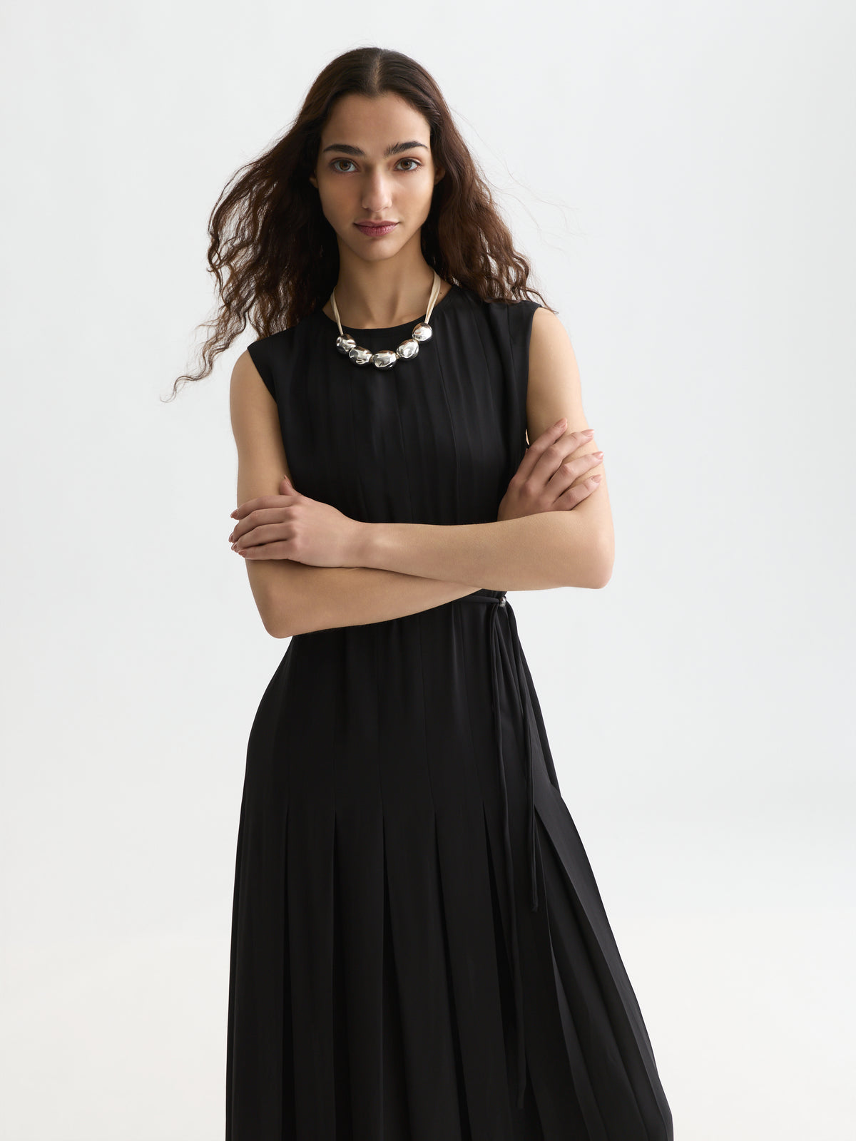 Black שמלת מידי לנשים Pleated SCOTCH & SODA