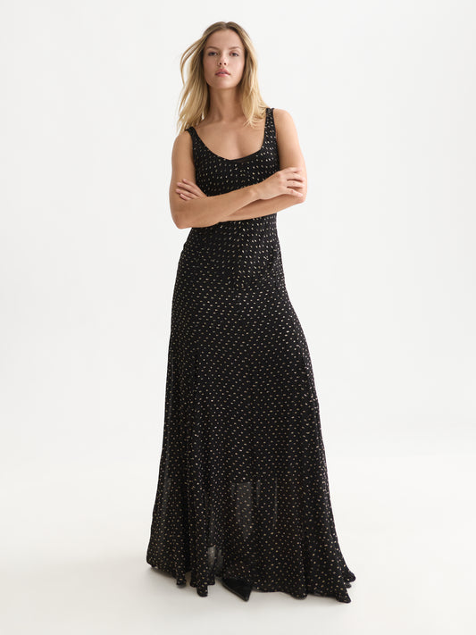 Black שמלת מקסי לנשים Fil Coupé Slip SCOTCH & SODA