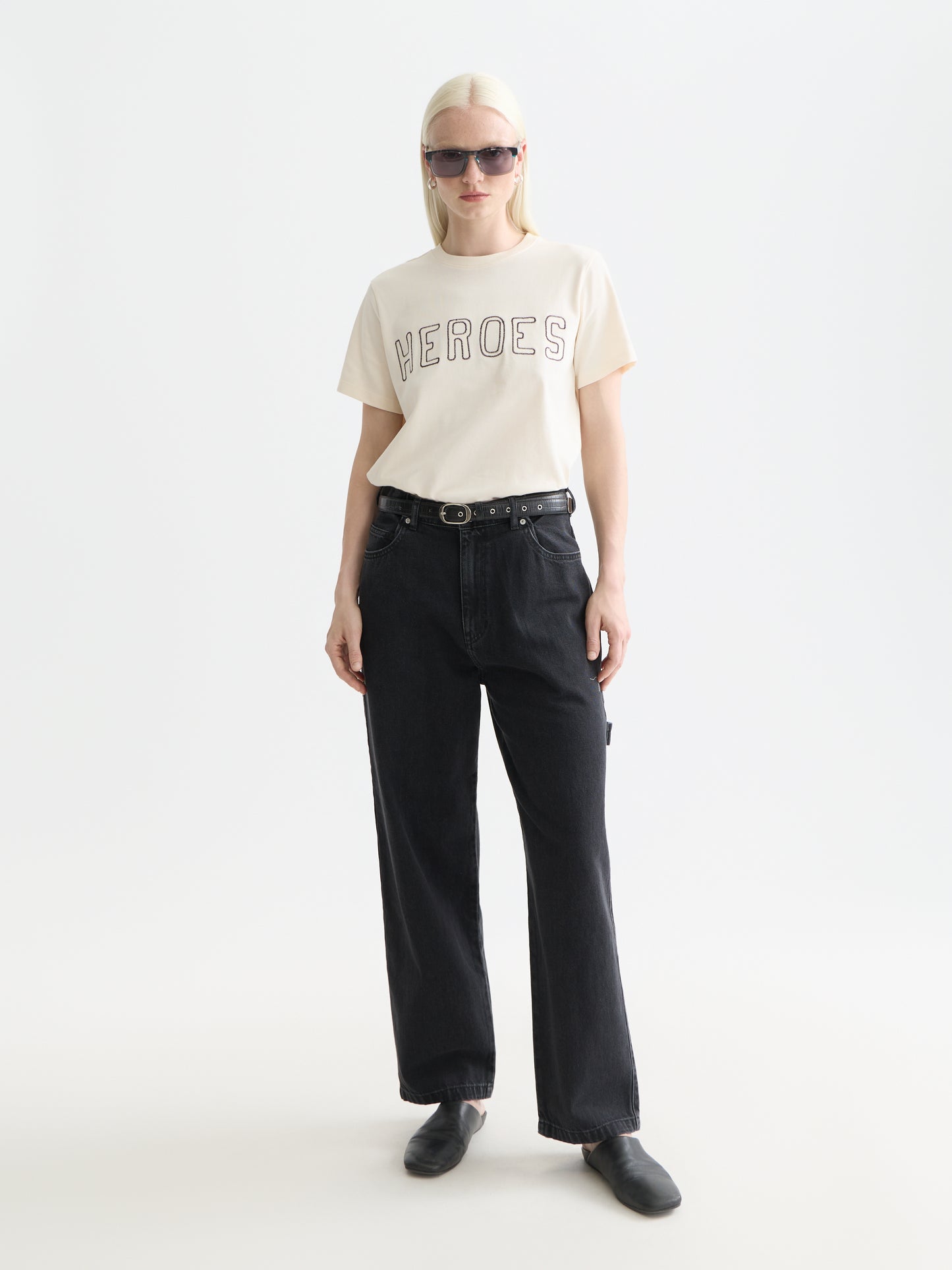 White Smoke RAINE HIGH RISE WIDE LEG — BLACK SUN ג'ינס ארוך SCOTCH & SODA