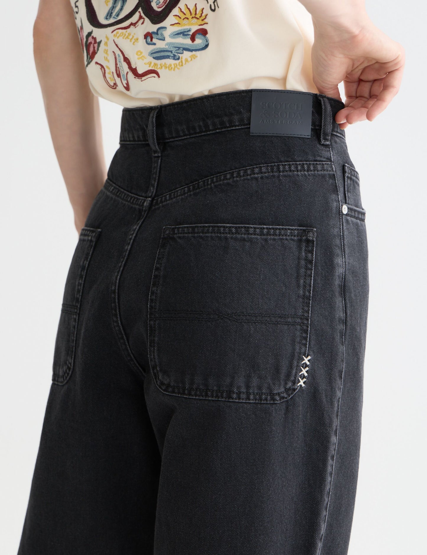 Black RAINE HIGH RISE WIDE LEG — BLACK SUN ג'ינס ארוך SCOTCH & SODA