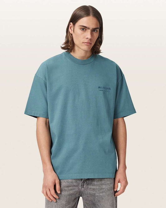 Lavender טי שירט אוברסייז עם הדפס לוגו קטיפתי לגברים Xander ALLSAINTS