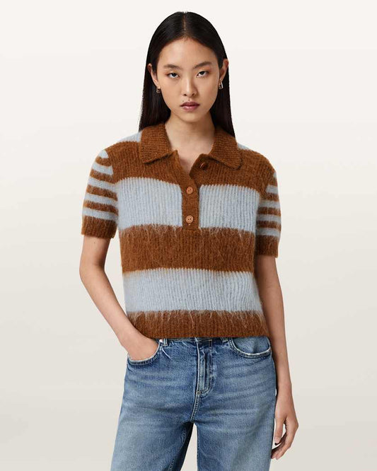 Seashell חולצת פולו קצרה לנשים Clem ALLSAINTS