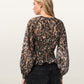 Seashell חולצה פרינט מנומר ארוכה לנשים Cern Top ALLSAINTS