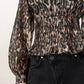 Black חולצה פרינט מנומר ארוכה לנשים Cern Top ALLSAINTS