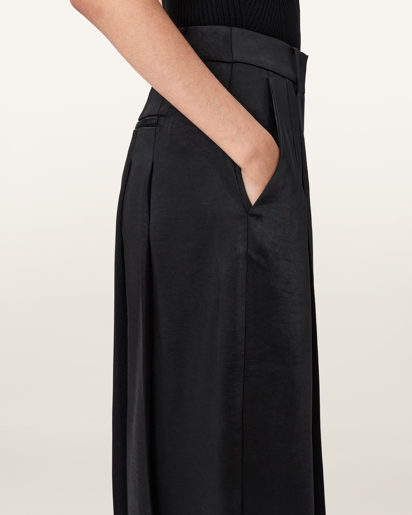 Black מכנסיים ארוכים לנשים Poppy Satin ALLSAINTS