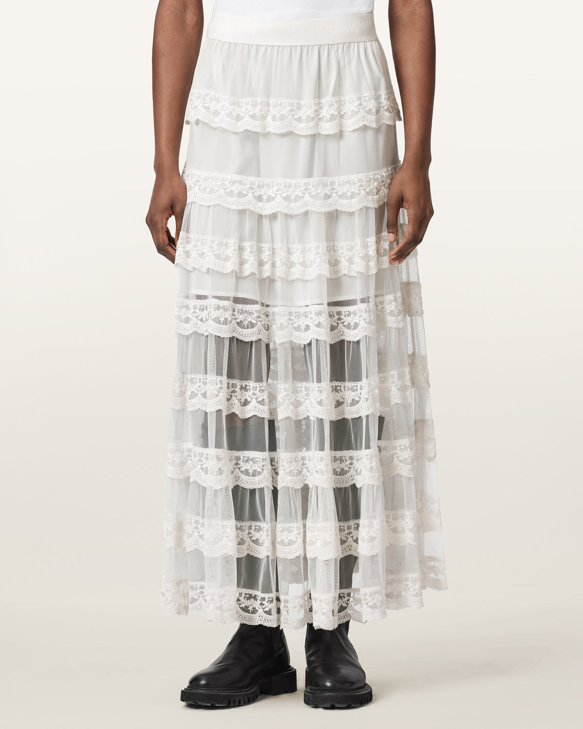Antique White Maggie skirt חצאית מקסי לנשים ALLSAINTS