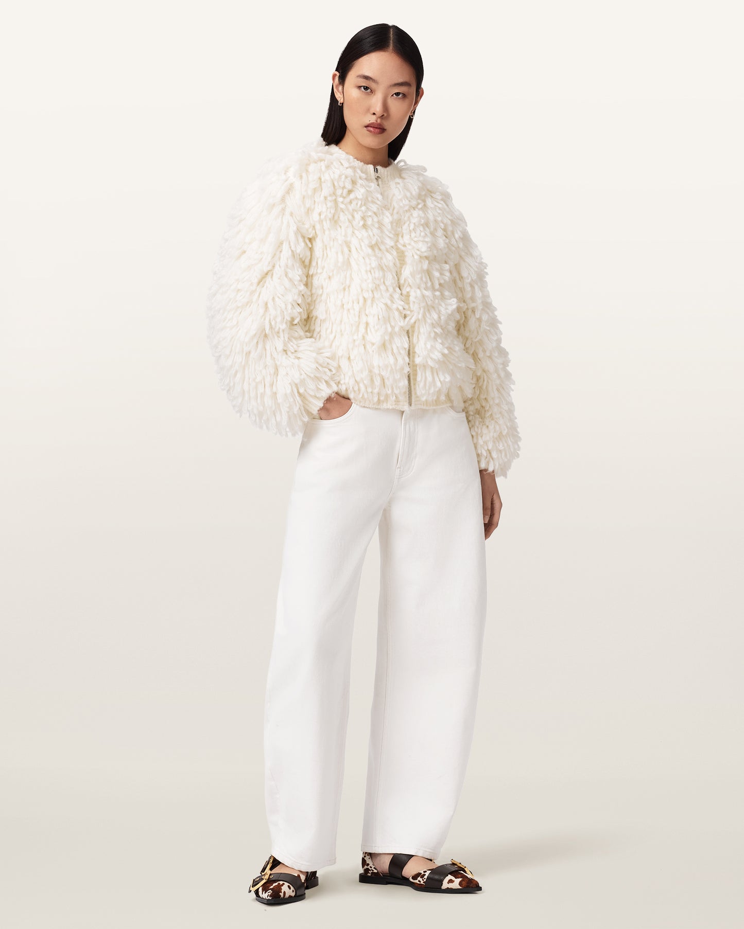 Antique White ג׳ינס ארוך לנשים Sadie – Barrel Fit ALLSAINTS