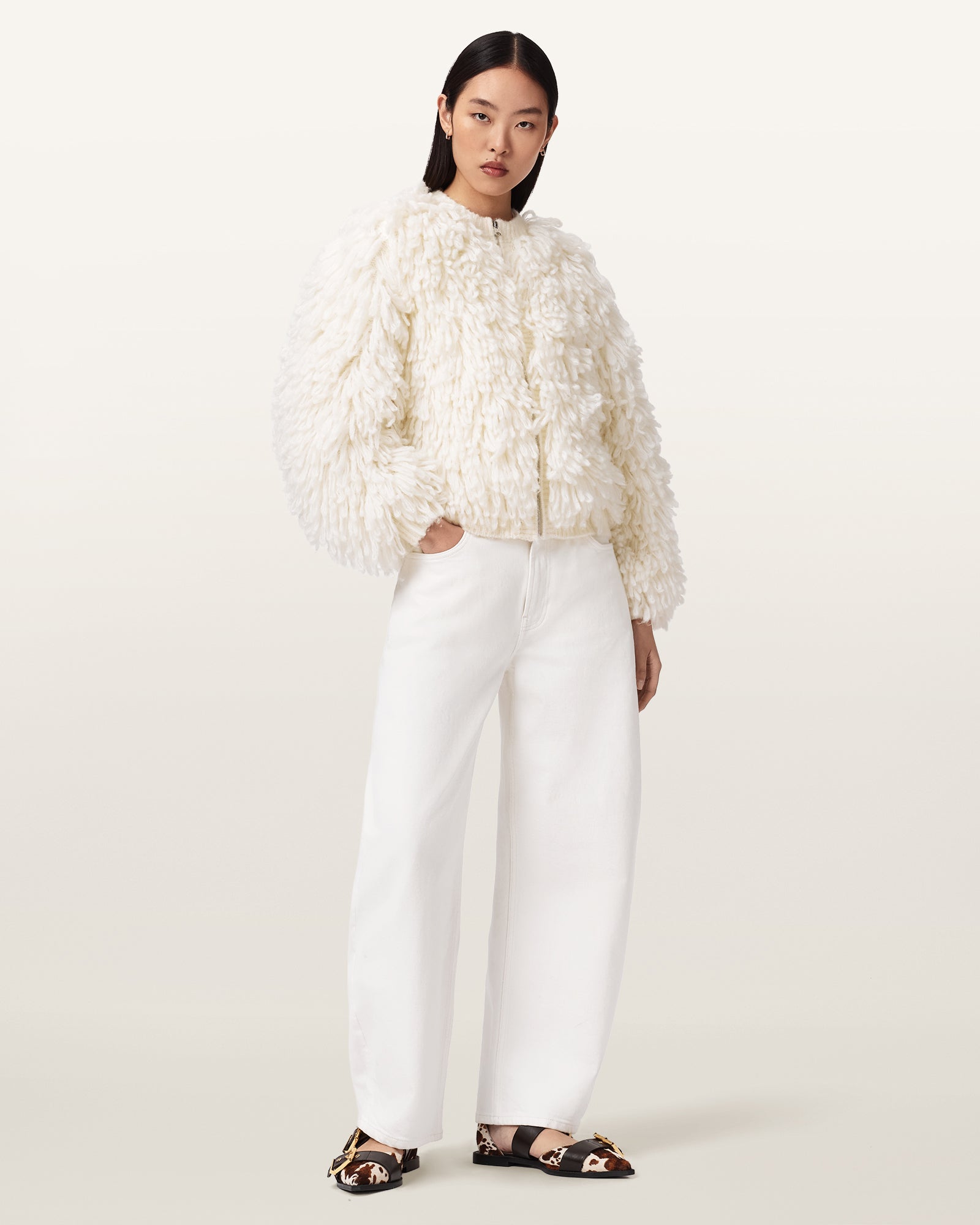 Antique White ג׳ינס ארוך לנשים Sadie – Barrel Fit ALLSAINTS