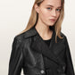 Dark Slate Gray Okena cropped ג'קט עור לנשים ALLSAINTS