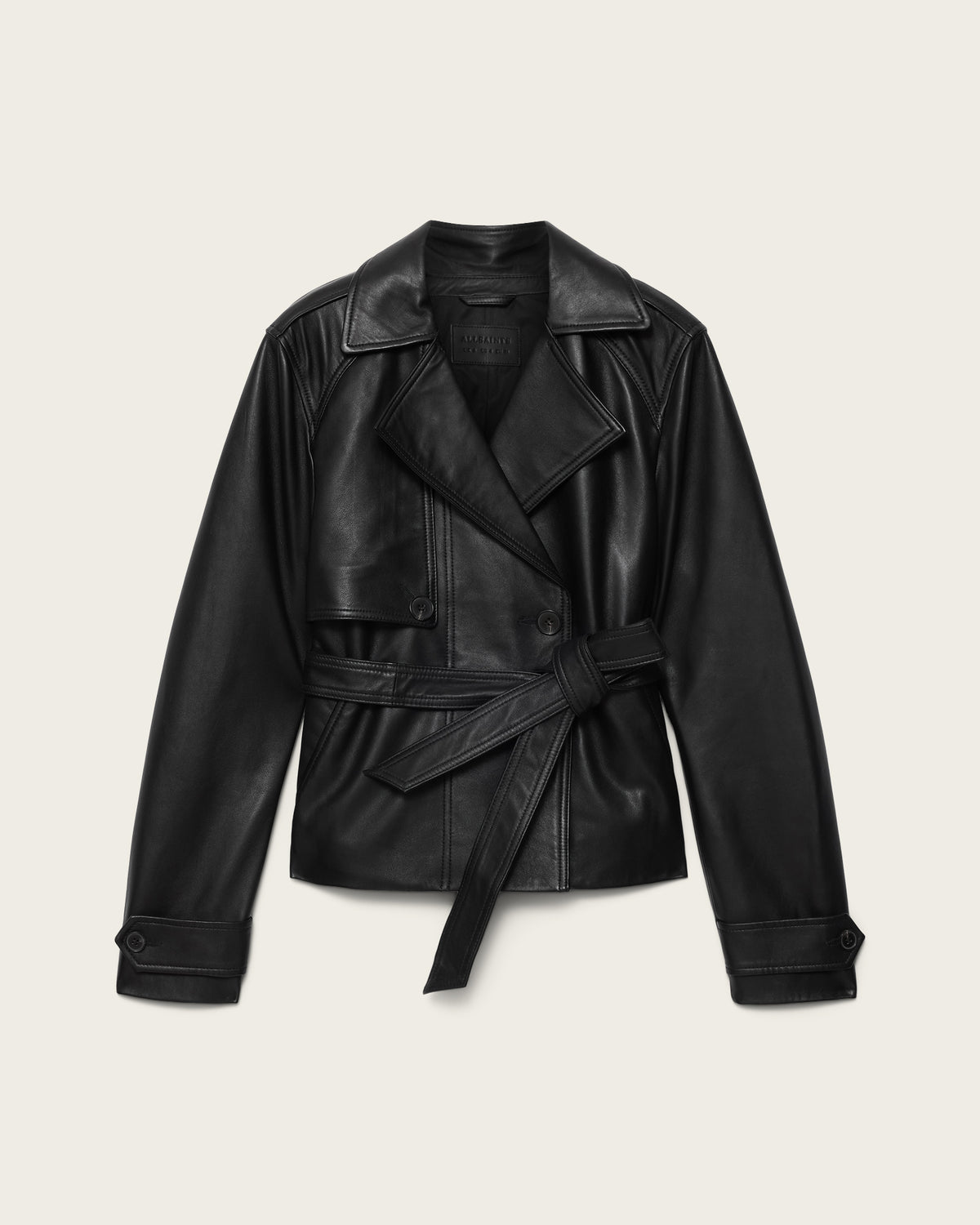 Dark Slate Gray Okena cropped ג'קט עור לנשים ALLSAINTS