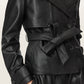 Dark Slate Gray Okena cropped ג'קט עור לנשים ALLSAINTS