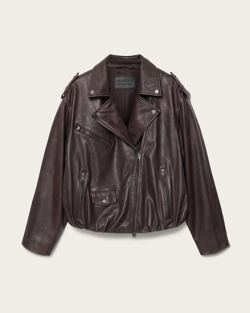 Lavender ג'קט ביקר מעור בגזרה רגועה לנשים Samina ALLSAINTS