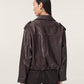 Dark Slate Gray ג'קט ביקר מעור בגזרה רגועה לנשים Samina ALLSAINTS