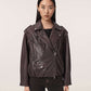 Dark Slate Gray ג'קט ביקר מעור בגזרה רגועה לנשים Samina ALLSAINTS