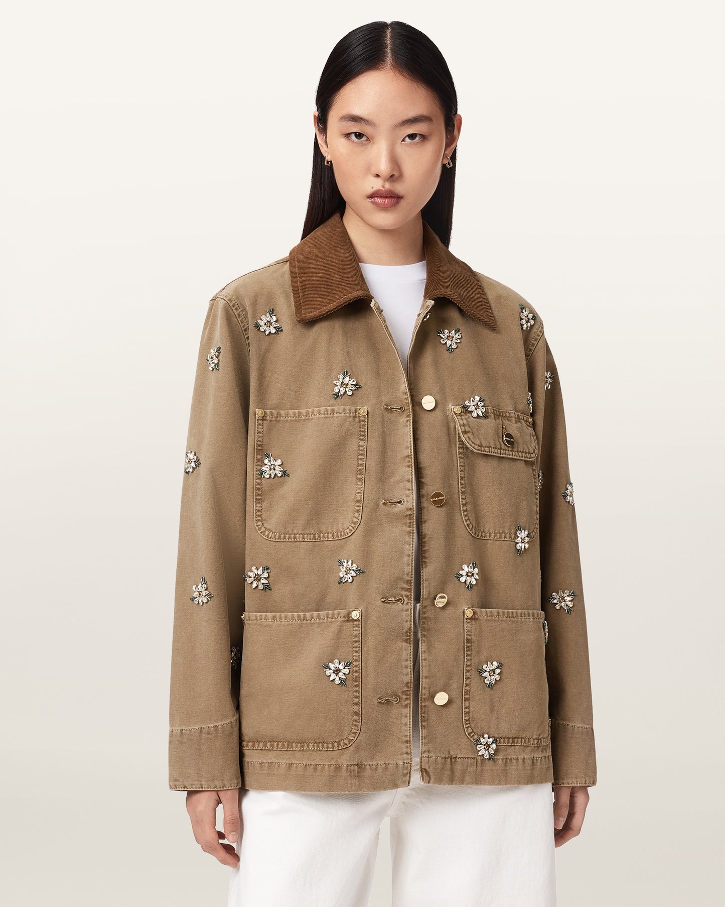 Seashell ג'קט לנשים Bex Emb Denim Jacket ALLSAINTS