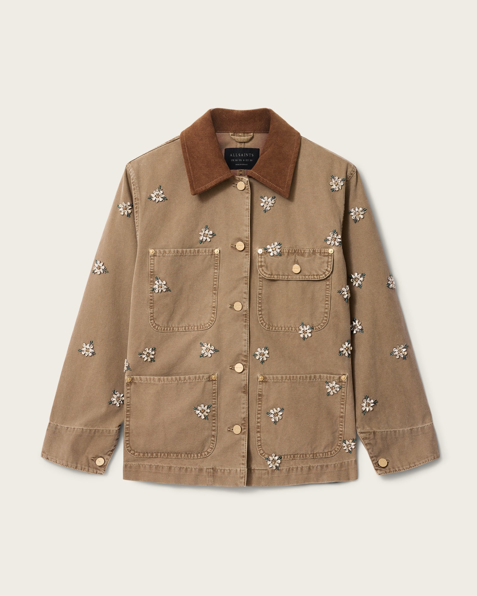 Rosy Brown ג'קט לנשים Bex Emb Denim Jacket ALLSAINTS