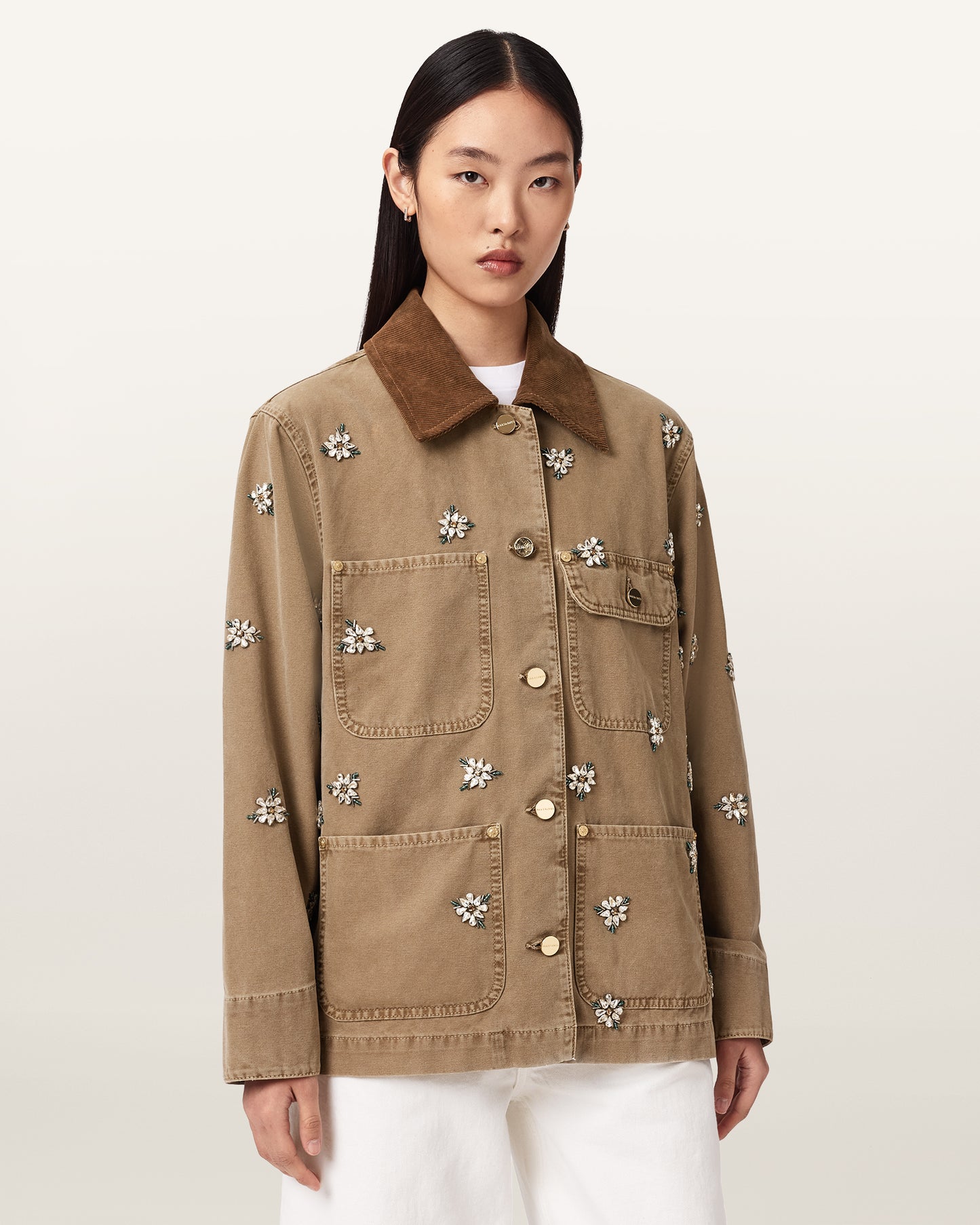 Seashell ג'קט לנשים Bex Emb Denim Jacket ALLSAINTS