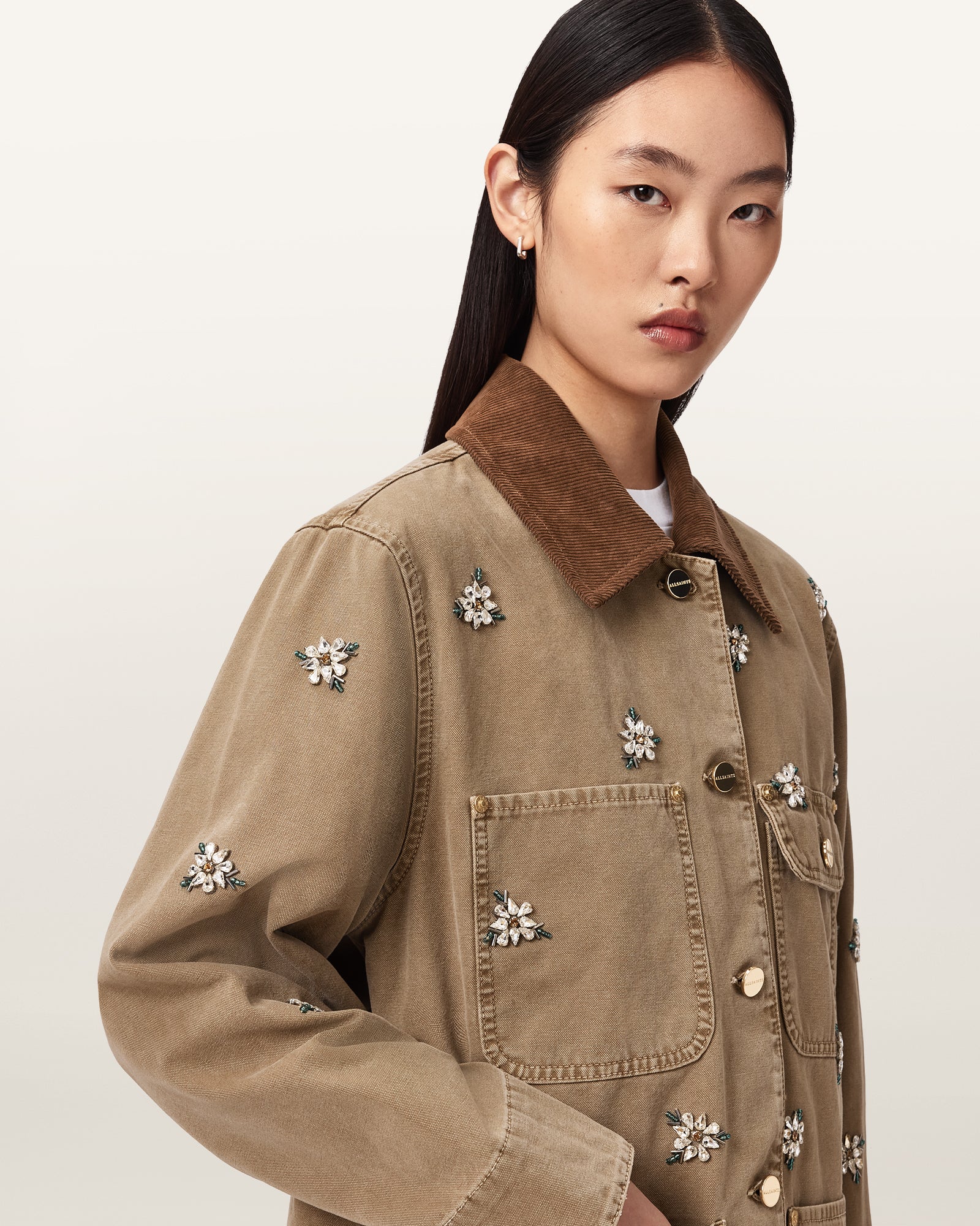 Seashell ג'קט לנשים Bex Emb Denim Jacket ALLSAINTS