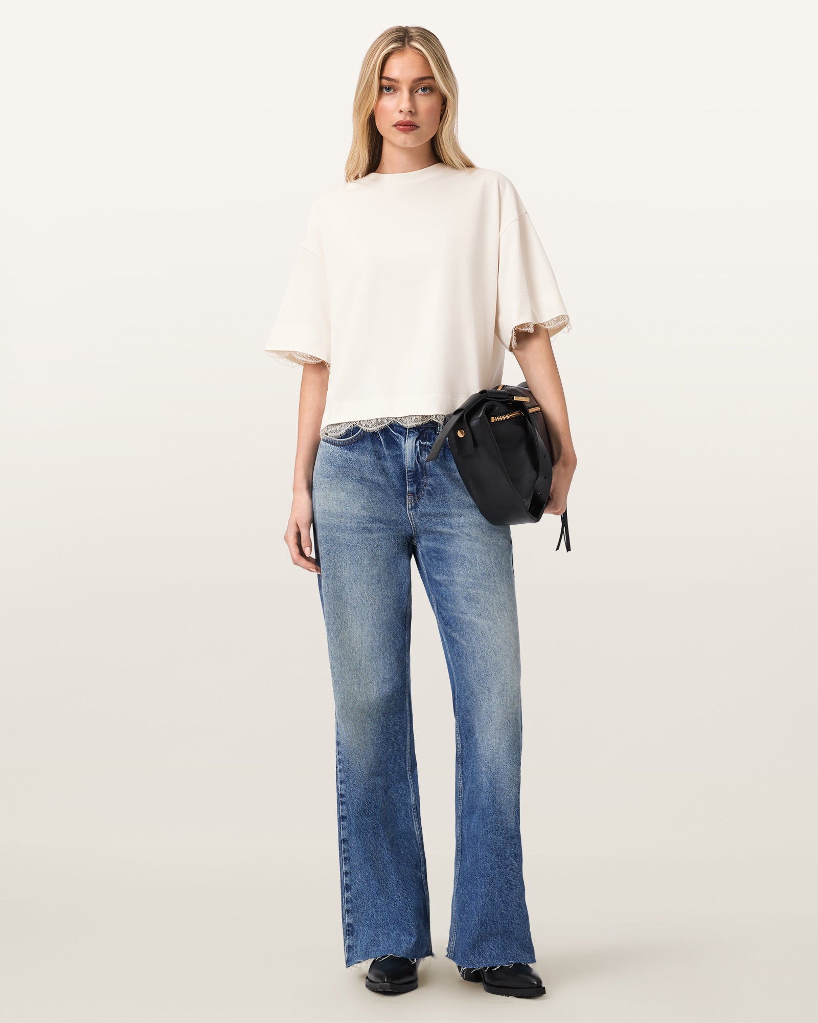 Seashell טי שירט קצרה לנשים Nia Lace ALLSAINTS