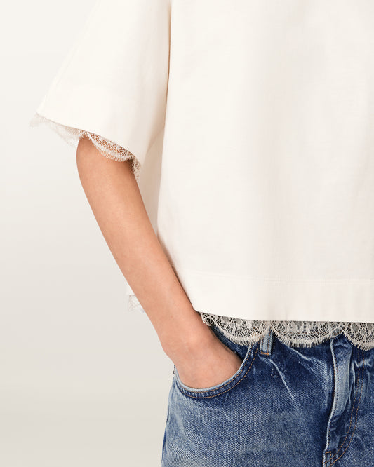 Seashell טי שירט קצרה לנשים Nia Lace ALLSAINTS