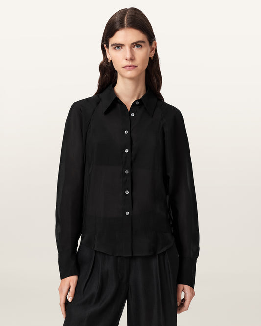 Black חולצה מכופתרת ארוכה לנשים Cory ALLSAINTS