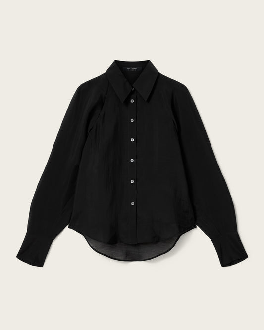 Black חולצה מכופתרת ארוכה לנשים Cory ALLSAINTS