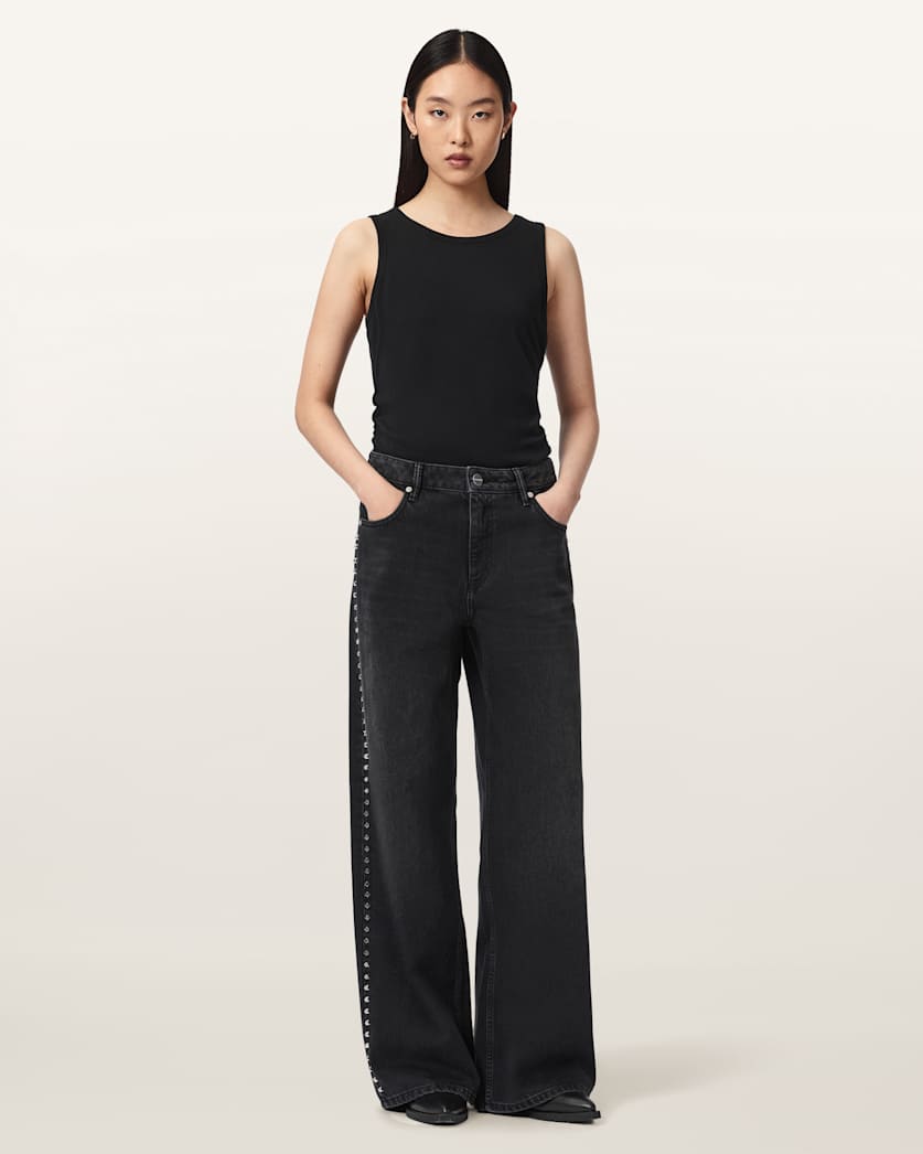 Seashell ג'ינס בגזרה ישרה עם מסמרות לנשים Sway - Straight Leg ALLSAINTS