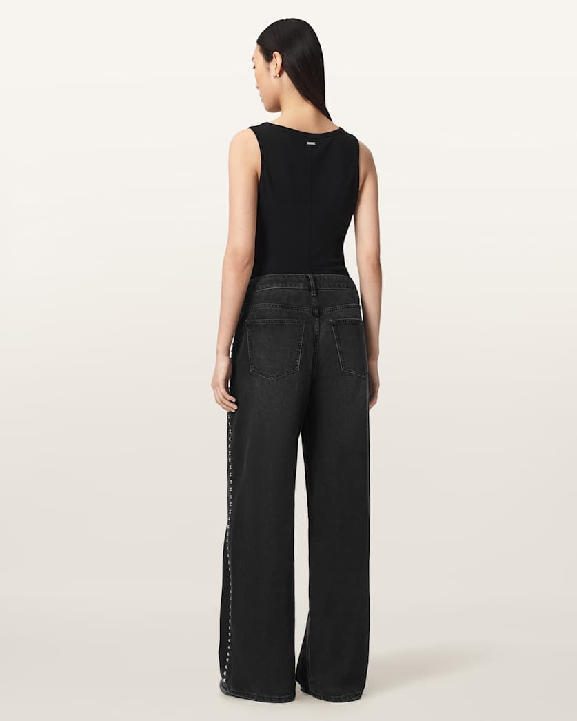 Seashell ג'ינס בגזרה ישרה עם מסמרות לנשים Sway - Straight Leg ALLSAINTS