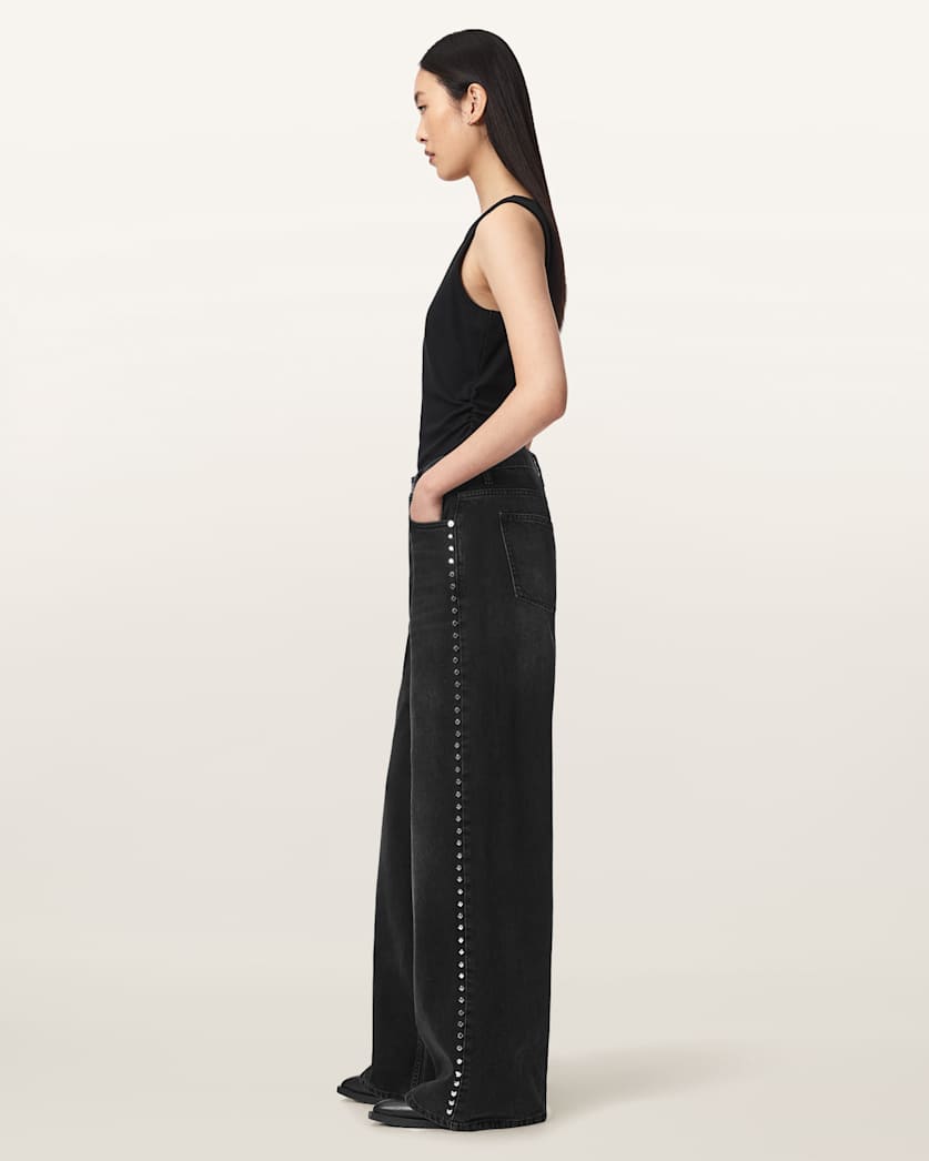 Antique White ג'ינס בגזרה ישרה עם מסמרות לנשים Sway - Straight Leg ALLSAINTS