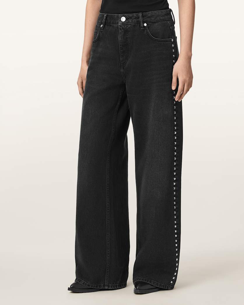 Dark Slate Gray ג'ינס בגזרה ישרה עם מסמרות לנשים Sway - Straight Leg ALLSAINTS