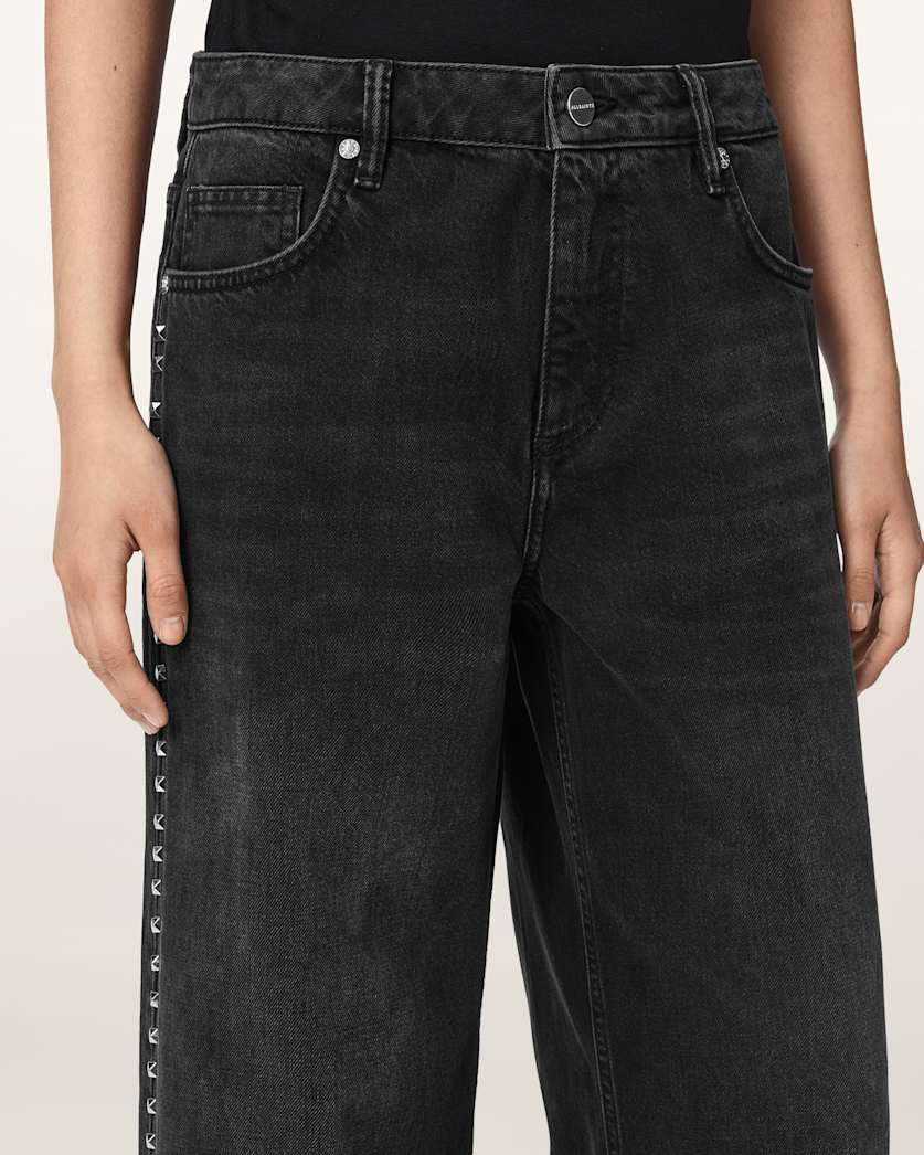 Dark Slate Gray ג'ינס בגזרה ישרה עם מסמרות לנשים Sway - Straight Leg ALLSAINTS