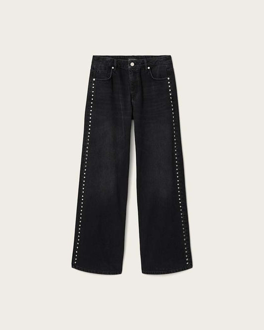 Black ג'ינס בגזרה ישרה עם מסמרות לנשים Sway - Straight Leg ALLSAINTS