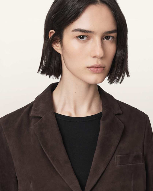 Dark Slate Gray בלייזר מזמש עם מותניים גבוהות לנשים Apton ALLSAINTS