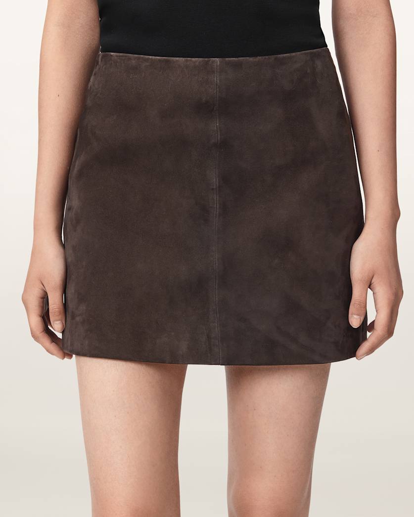 Dark Slate Gray חצאית מיני מזמש לנשים Renai ALLSAINTS