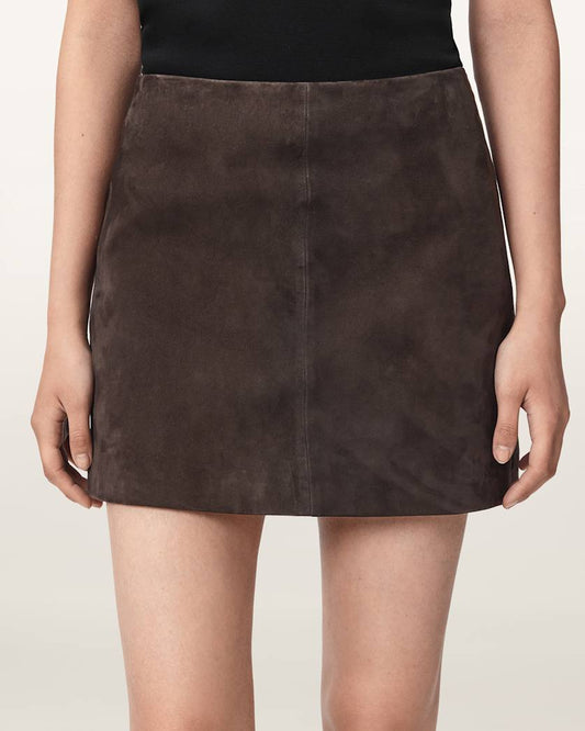 Dark Slate Gray חצאית מיני מזמש לנשים Renai ALLSAINTS
