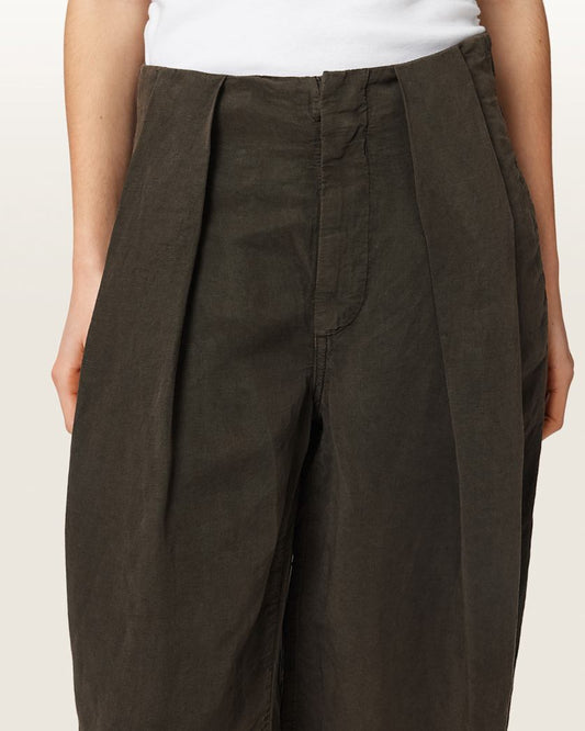 Dark Slate Gray מכנסיים ברגל רחבה מבד פשתן לנשים Phi ALLSAINTS