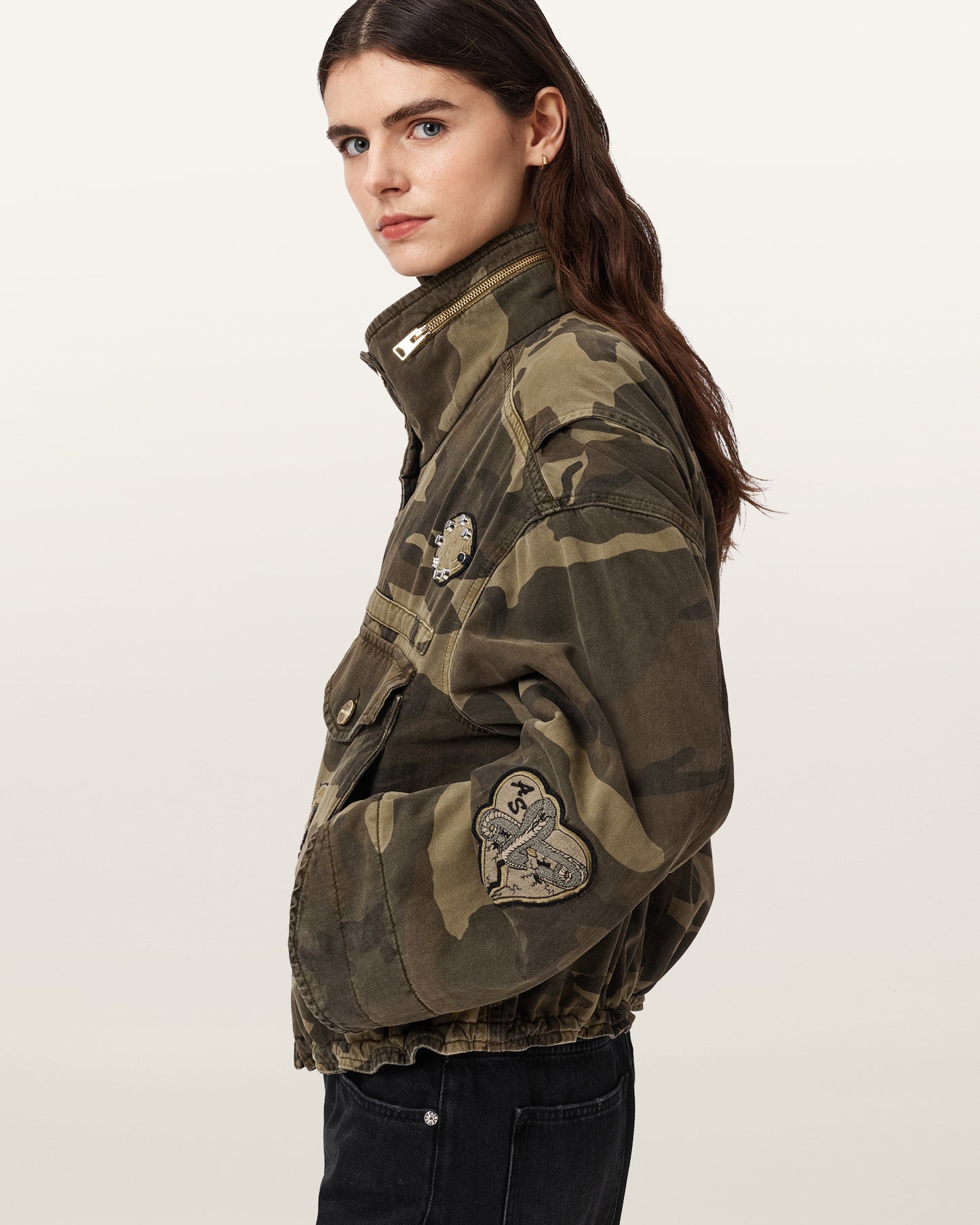 Seashell ג'קט פרינט צבאי לנשים Clay Patch Jacket ALLSAINTS