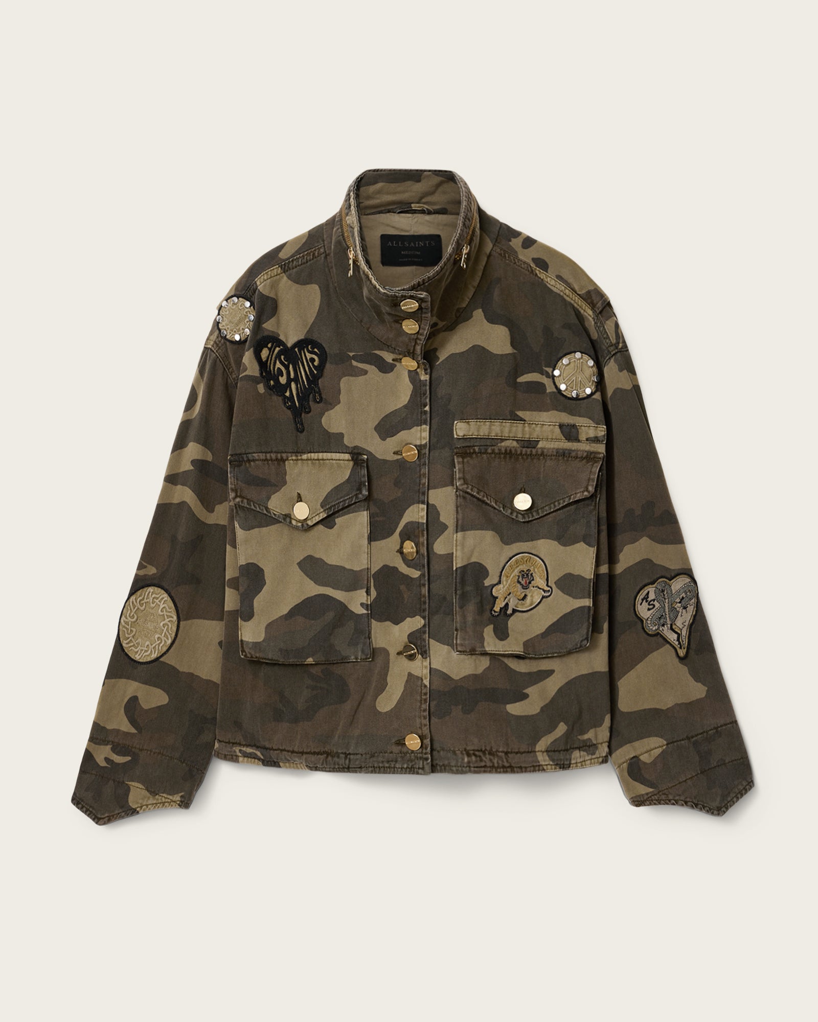 Lavender ג'קט פרינט צבאי לנשים Clay Patch Jacket ALLSAINTS