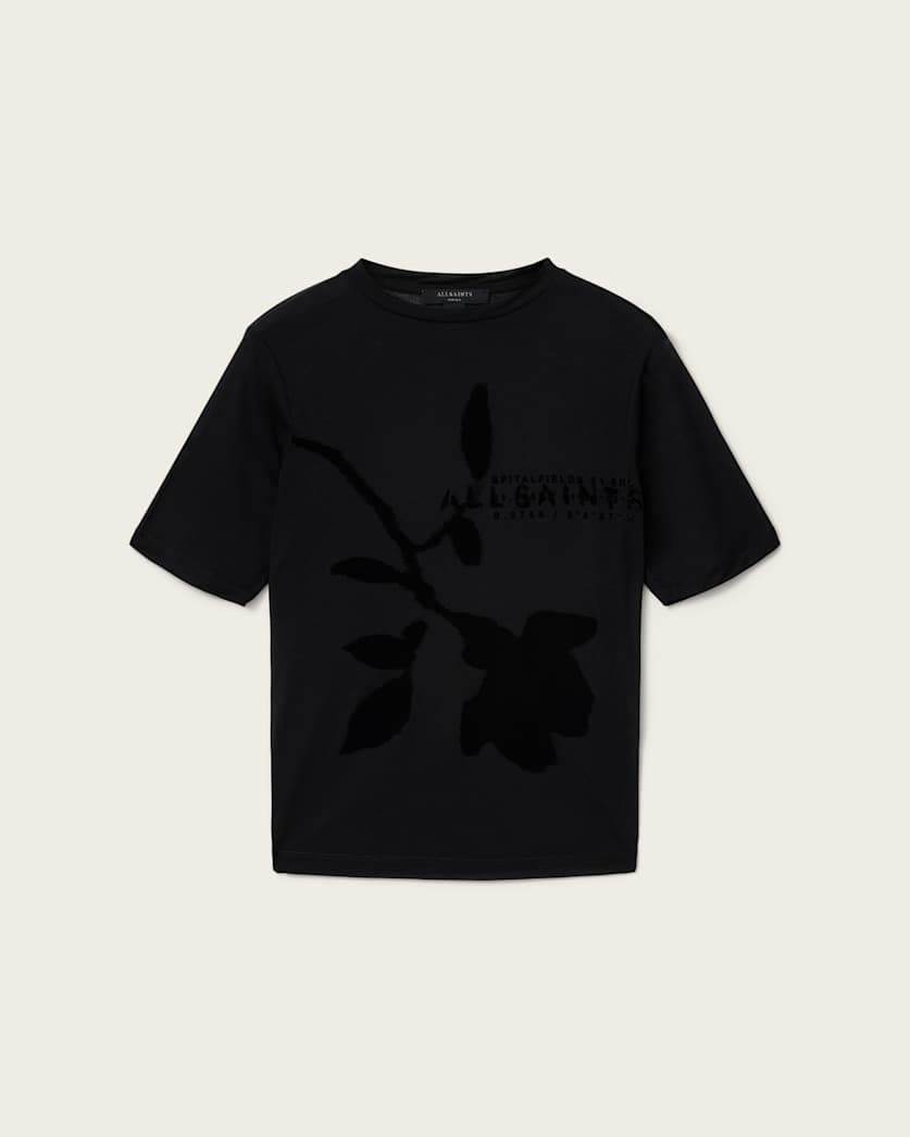 Black טי שירט קצרה עם הדפס גרפי לנשים Athea ALLSAINTS