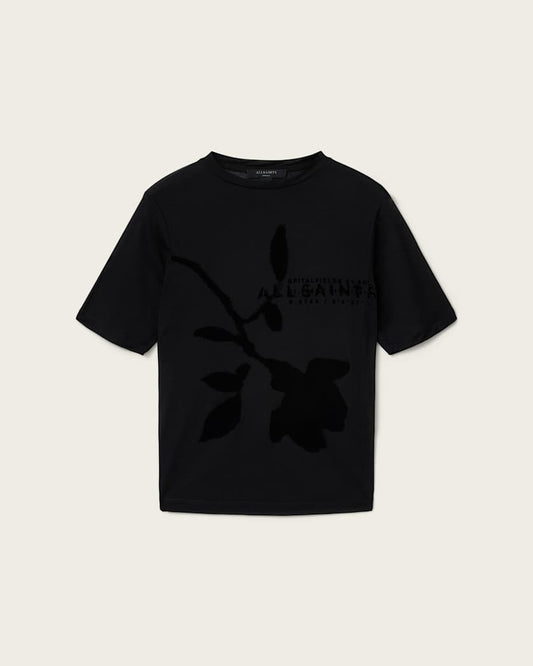 Black טי שירט קצרה עם הדפס גרפי לנשים Athea ALLSAINTS