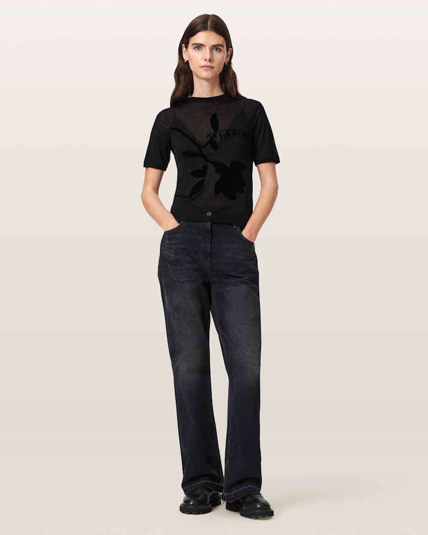 Light Gray טי שירט קצרה עם הדפס גרפי לנשים Athea ALLSAINTS