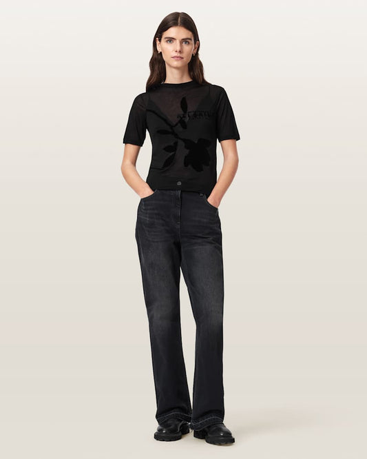 Light Gray טי שירט קצרה עם הדפס גרפי לנשים Athea ALLSAINTS