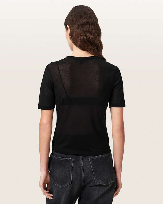 Black טי שירט קצרה עם הדפס גרפי לנשים Athea ALLSAINTS