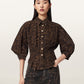Seashell חולצה מכופתרת בפרינט מנומר קצרה לנשים Nancy Denim Shirt ALLSAINTS