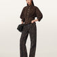 Seashell חולצה מכופתרת בפרינט מנומר קצרה לנשים Nancy Denim Shirt ALLSAINTS