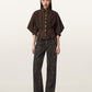 Antique White חולצה מכופתרת בפרינט מנומר קצרה לנשים Nancy Denim Shirt ALLSAINTS