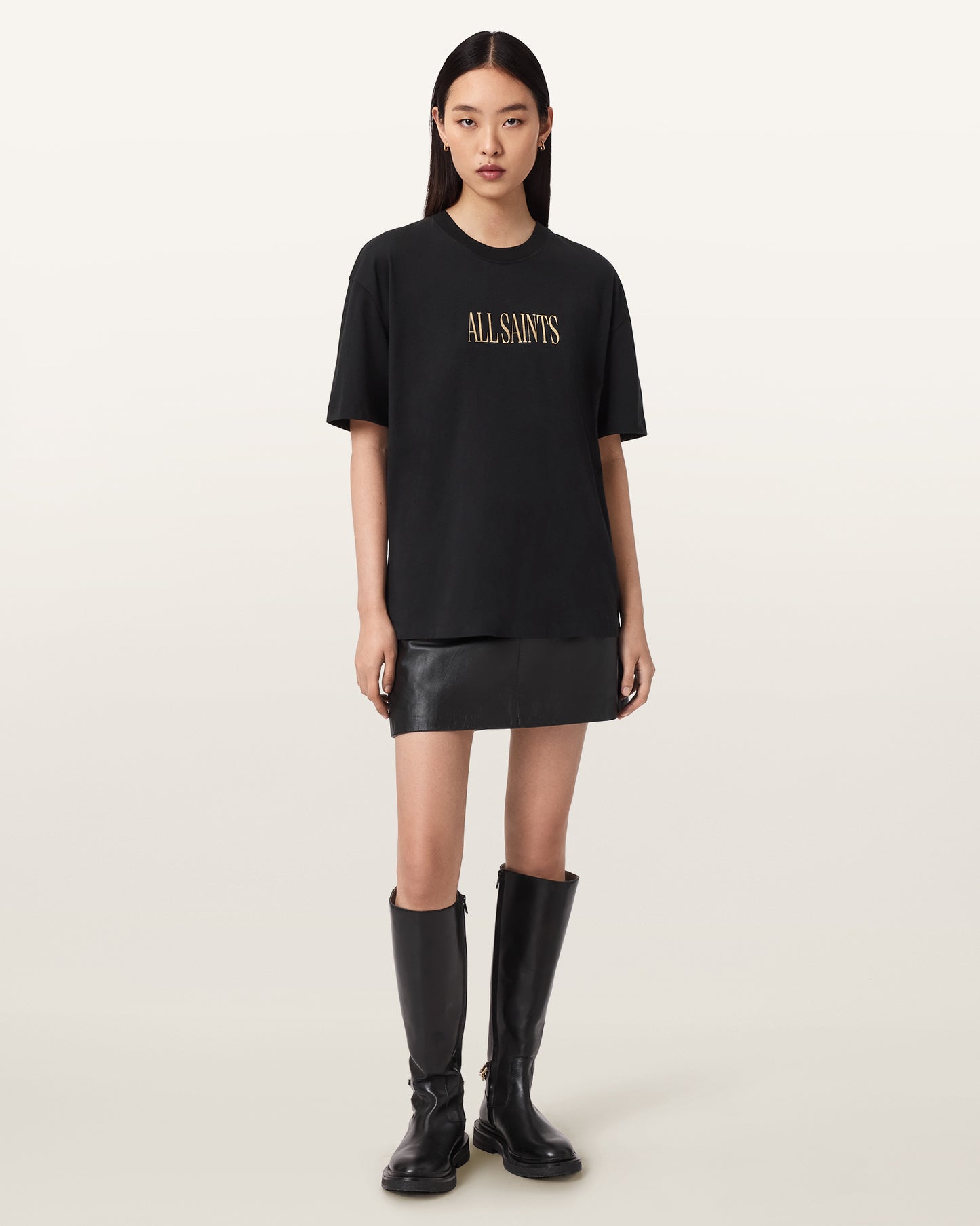 Antique White טי שירט קצרה לנשים Cora Etta Tee ALLSAINTS
