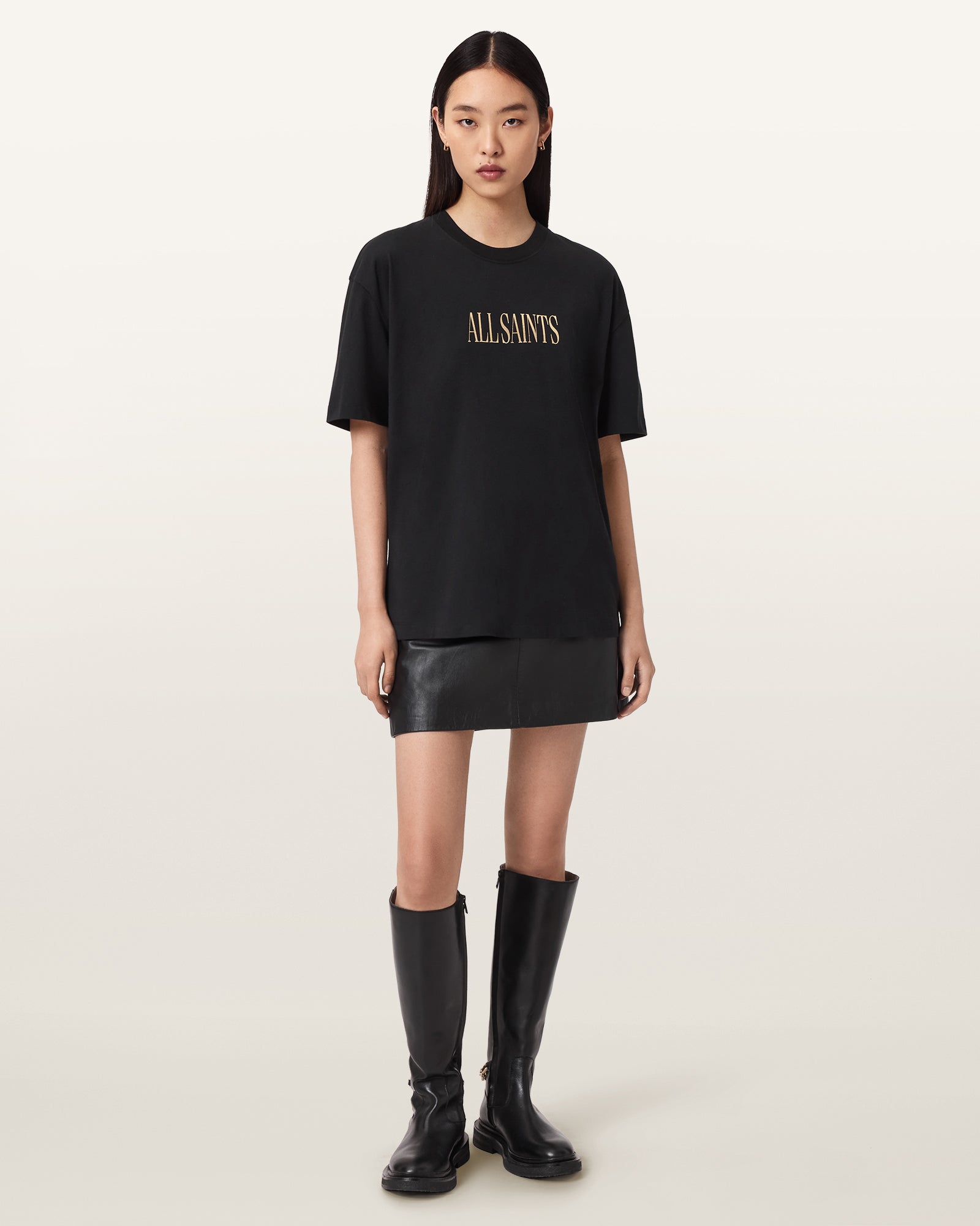 Antique White טי שירט קצרה לנשים Cora Etta Tee ALLSAINTS