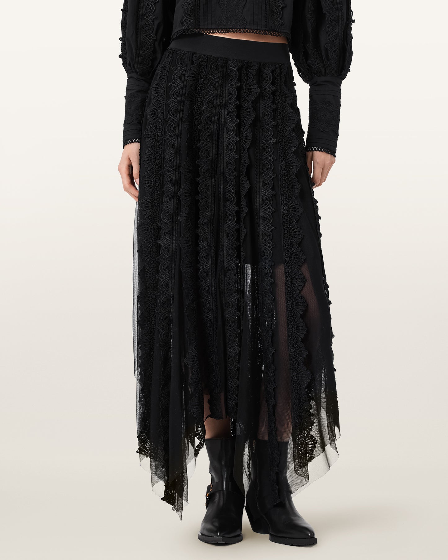 Black חצאית מידי לנשים Vashtie ALLSAINTS